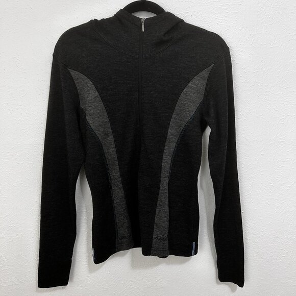 Kuhl Merino Wool Jacket Women’s Sz M Gray Hooded Full Zip Outdoor Hiking Casual - Picture 1 of 12
